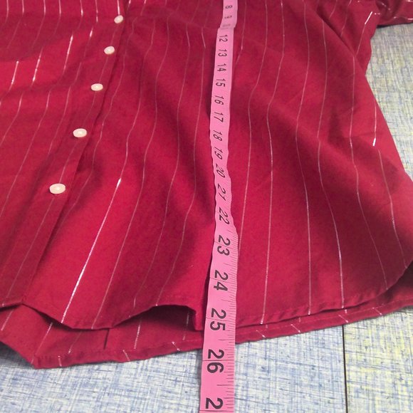 Eddie Bauer Red Striped Shirt Long Sleeve Button Up Women's XL - Picture 7 of 8